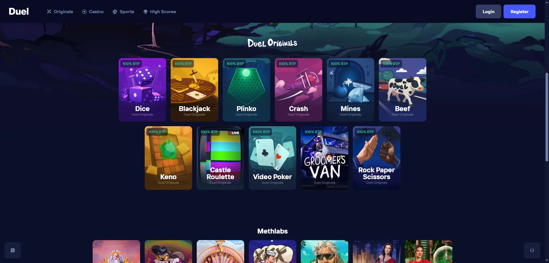 Duel Casino NZ slots and Duel Originals &mdash; provably fair games with 100% RTP